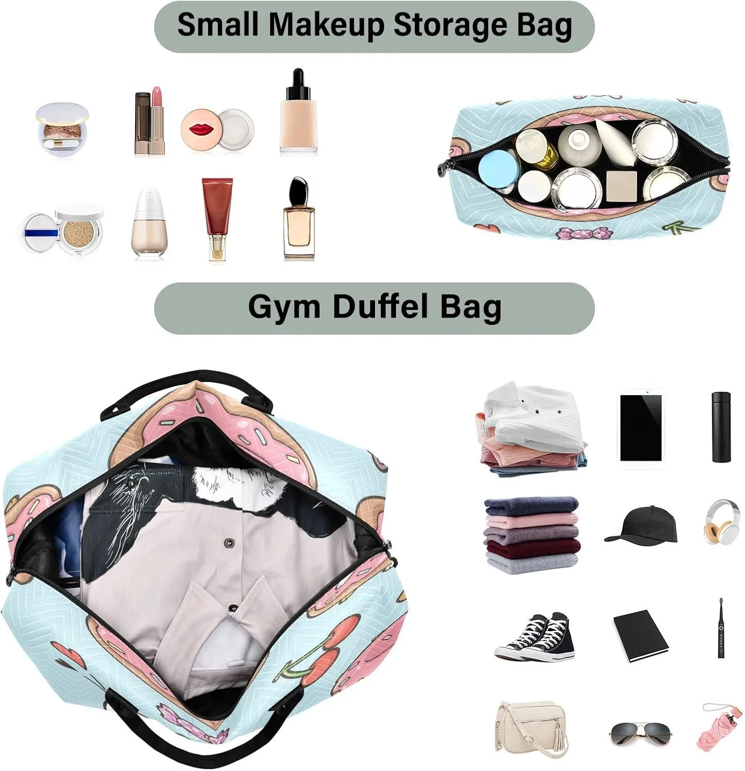 susiyo Biscuit Expandable Travel Duffle Bag, Large Weekender Overnight Bags and Adjustable Strap, Carry On Shoulder Tote Bag, Gym Duffel Bag with Toiletry Bags for Hospital