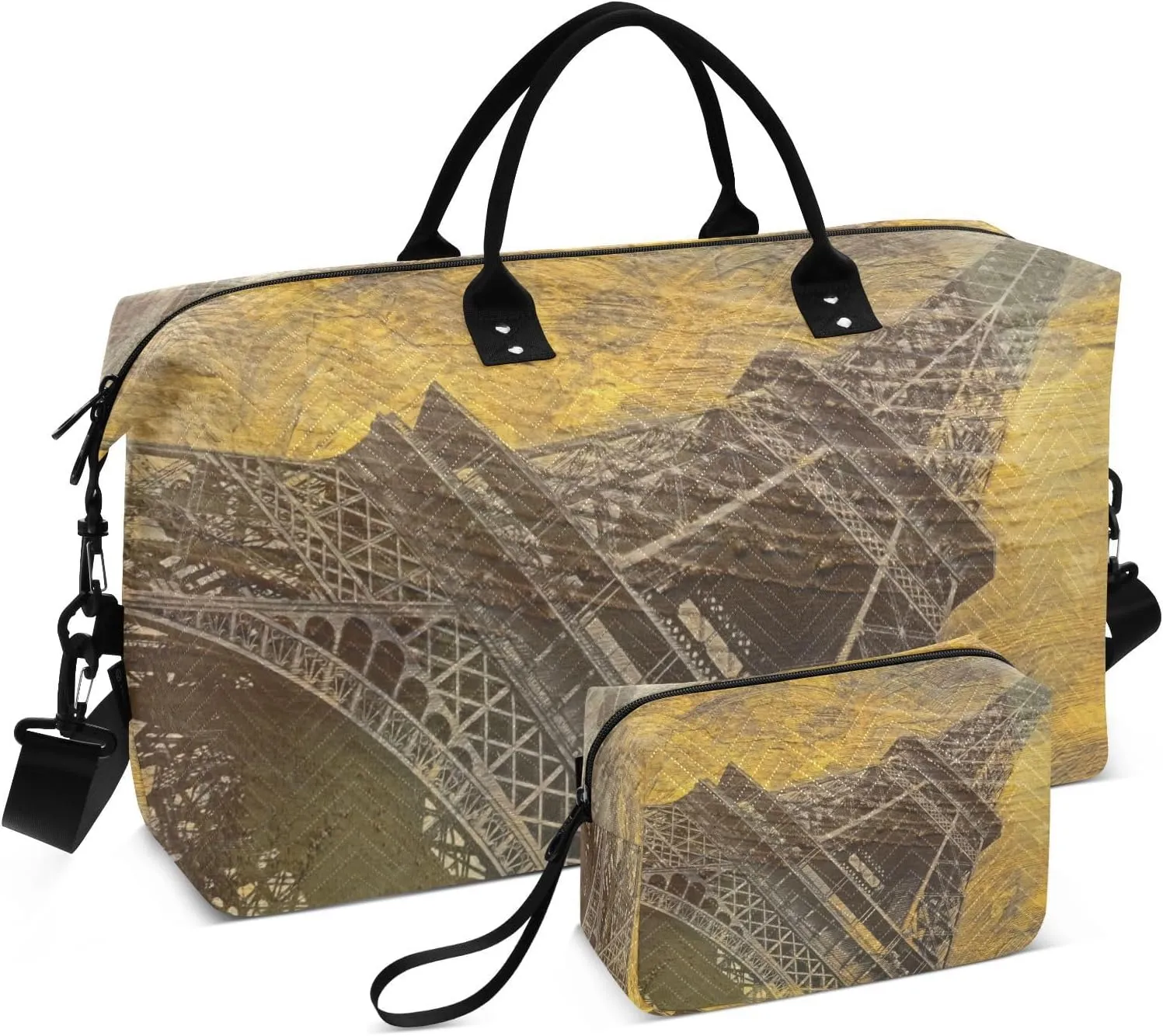 susiyo Travel Duffel Bags Vintage Big Ben London Quilted Gym Bag Weekender Overnight Bags with Small Makeup Pouch