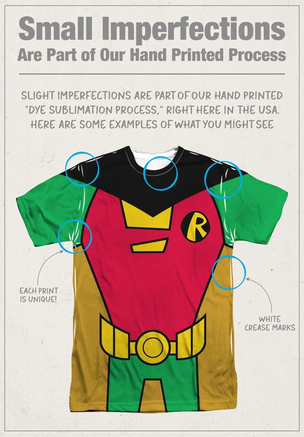 Teen Titans Go Uniforms Collection Unisex Adult Sublimated Halloween Costume T Shirt (Front/Back)