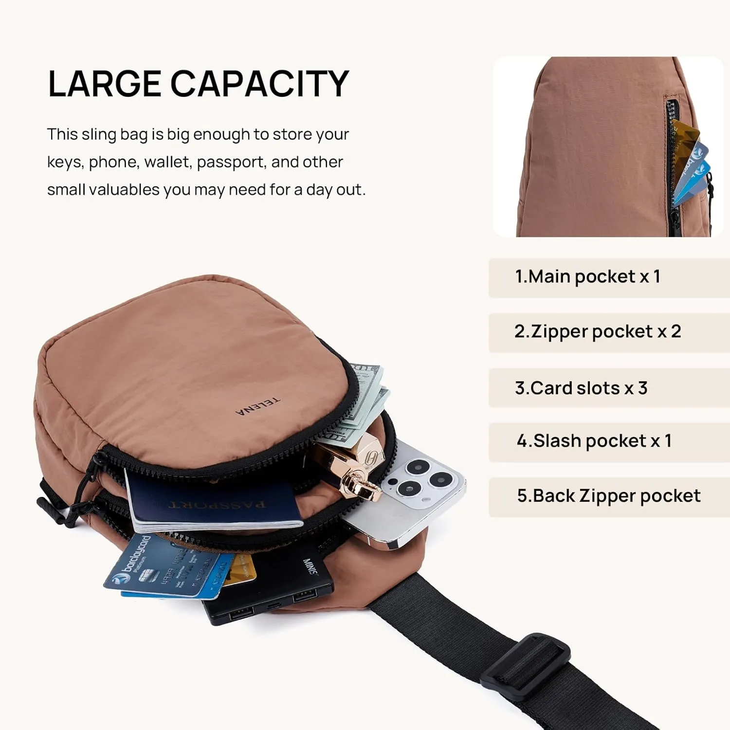 Telena Sling Bag for Women Crossbody Bags Fashion Fanny Pack Cross Body for Travel Hiking Cycling 0-Pink