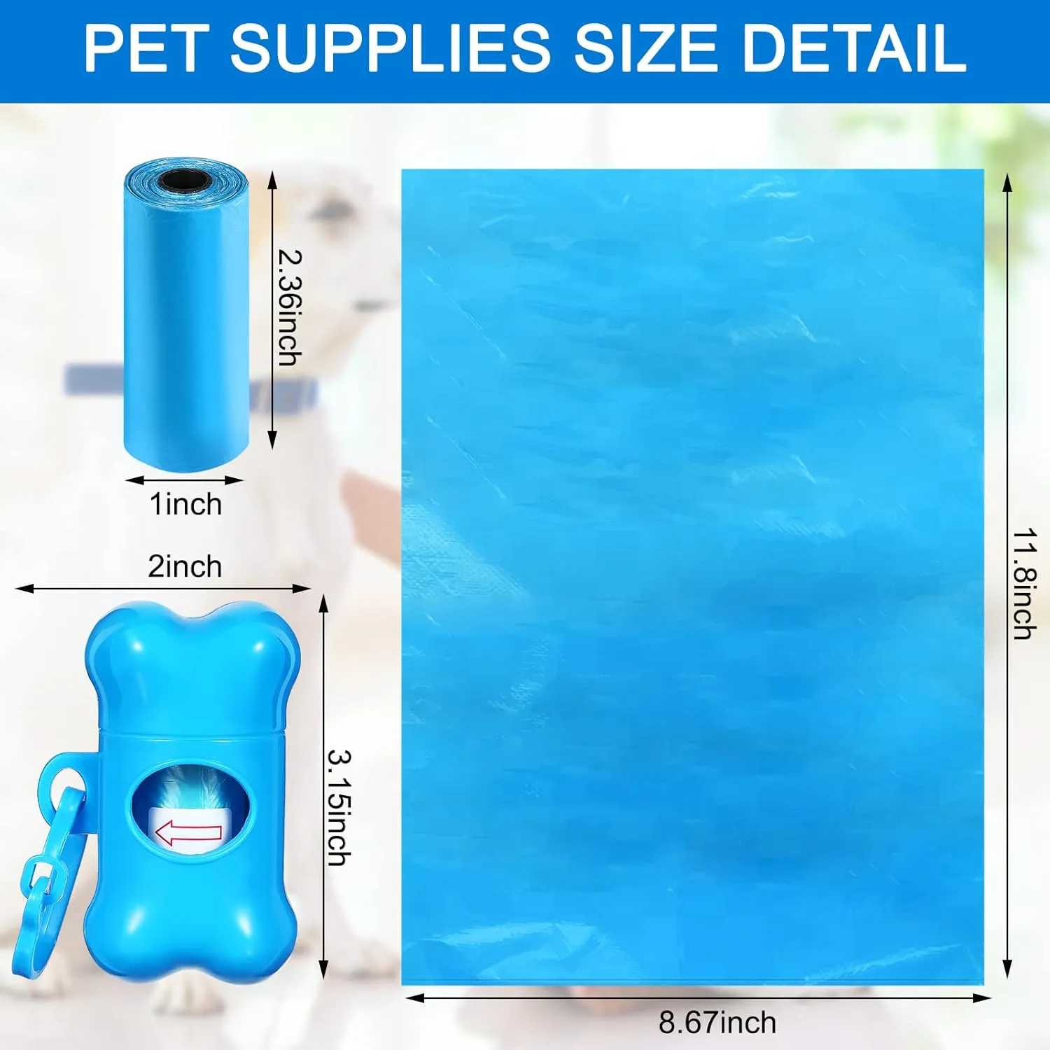 Teling 3000 Count Dog Poop Bags Pet Waste Bags for Poop with 3 Dispensers for Home, Outdoor, Puppy Walking, and Travel, 12 x 8.6 Inch(Blue)