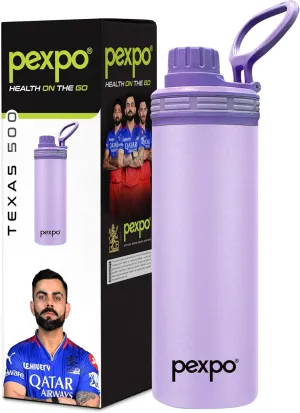 Texas Stainless Steel Hot & Cold Vacuum Insulated Flask, 500ml, 16 oz Orchid Purple| Leak Proof | Easy to Carry Loop Handle | Sports Water Bottle | Trekking | Gym | Office | Home | Kitchen