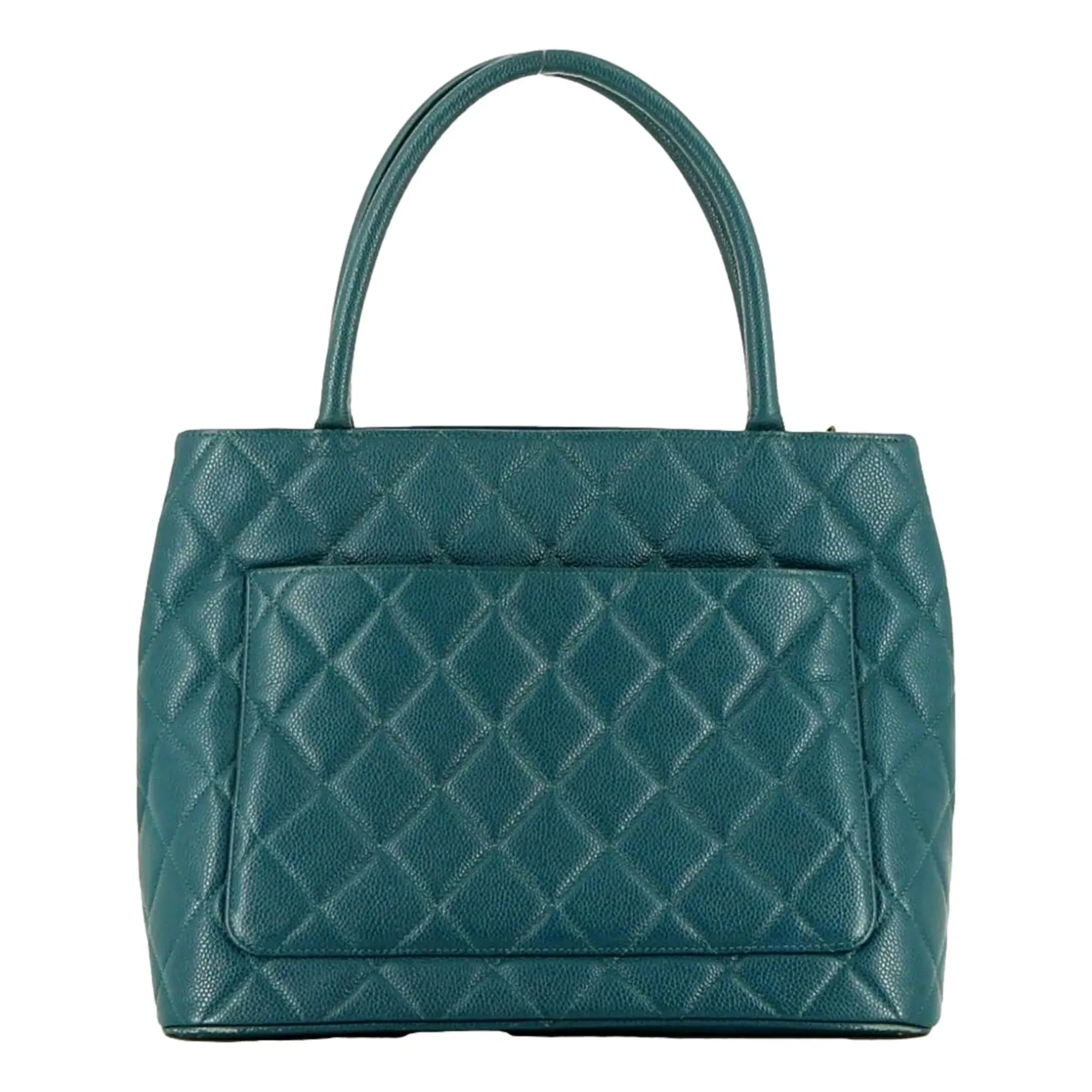 The Chanel Caviar Medallion Tote Bag Teal Blue