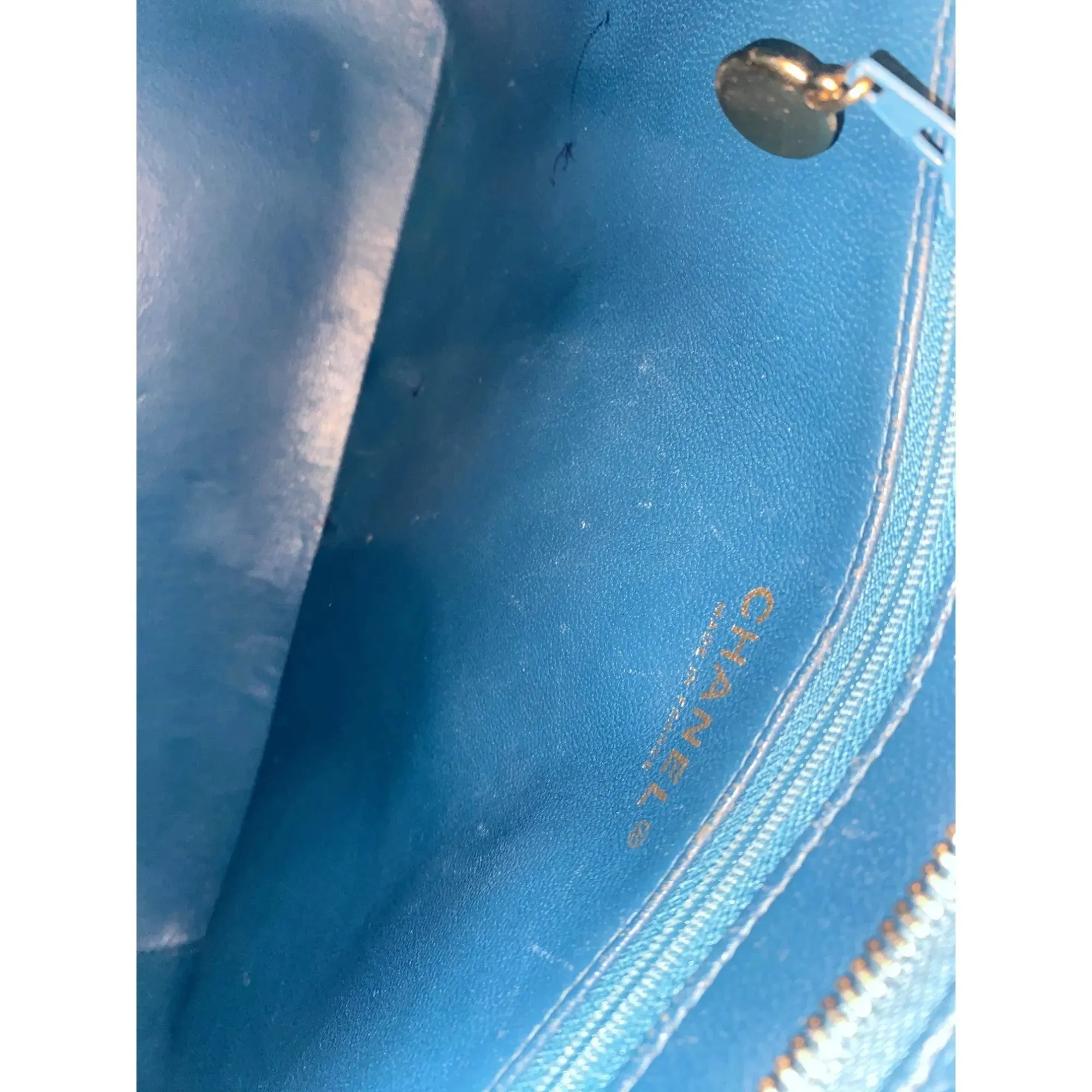 The Chanel Caviar Medallion Tote Bag Teal Blue