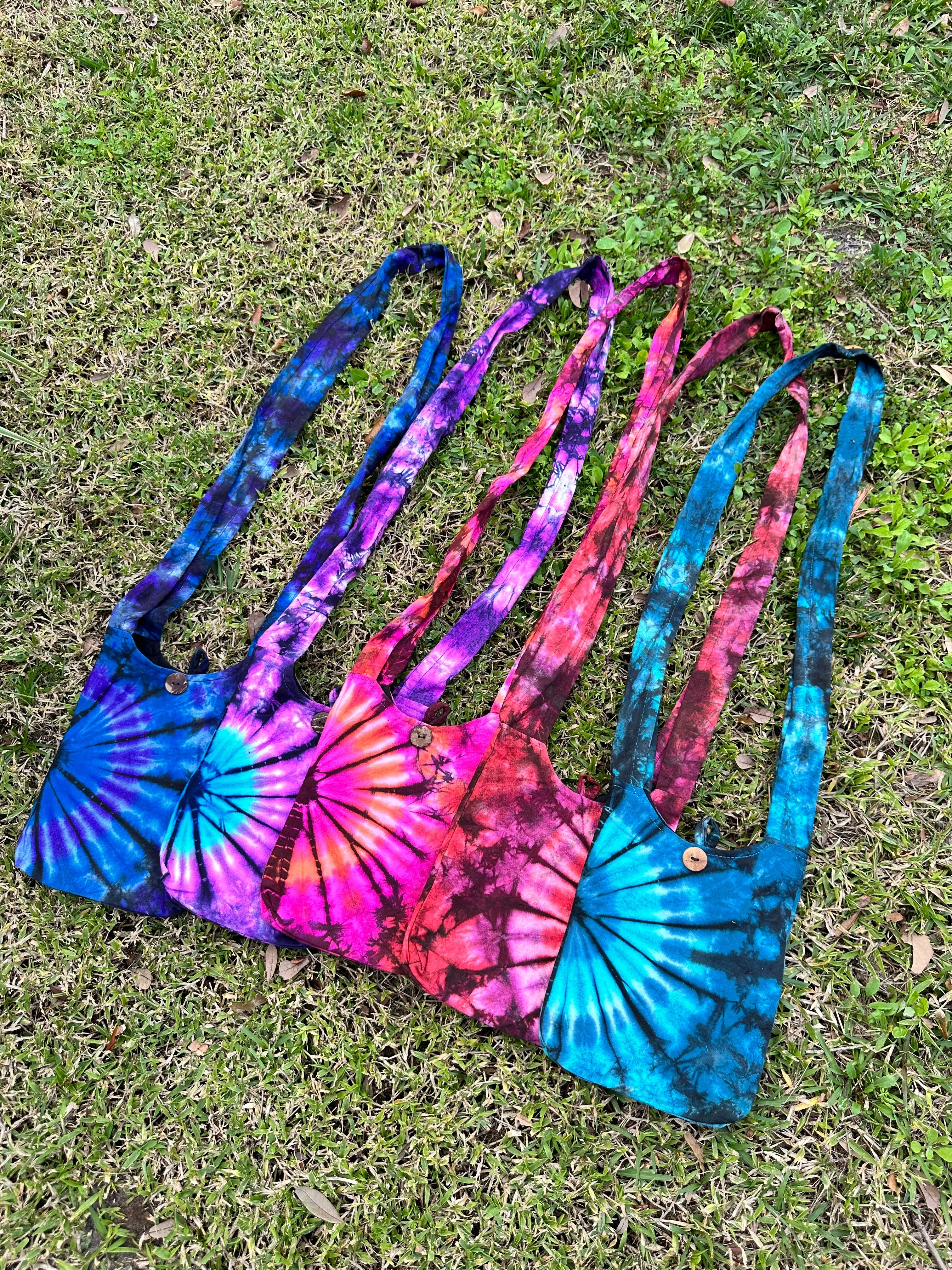 Tie dye cross body bags