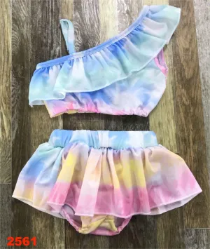 Tie-dye gradient bathing swimsuit swimwear set 2561