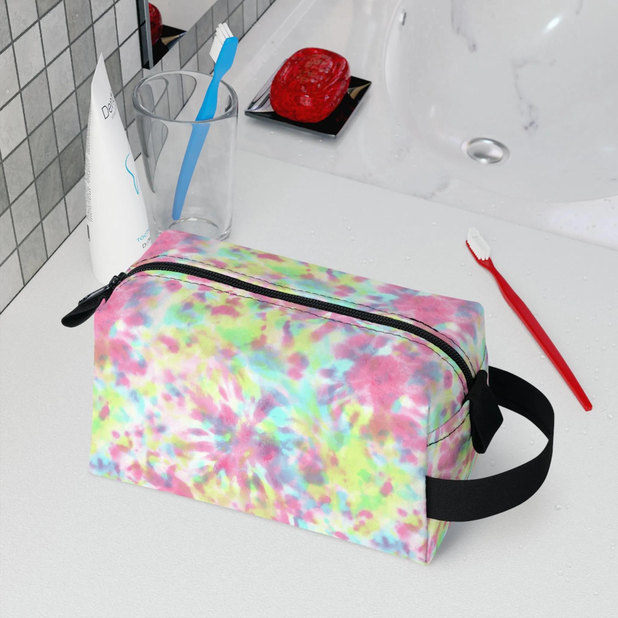 Tie Dye Toiletry Bag | Water-Resistant Makeup Organizer | Camping & College Essential | Durable Polyester Dopp Kit
