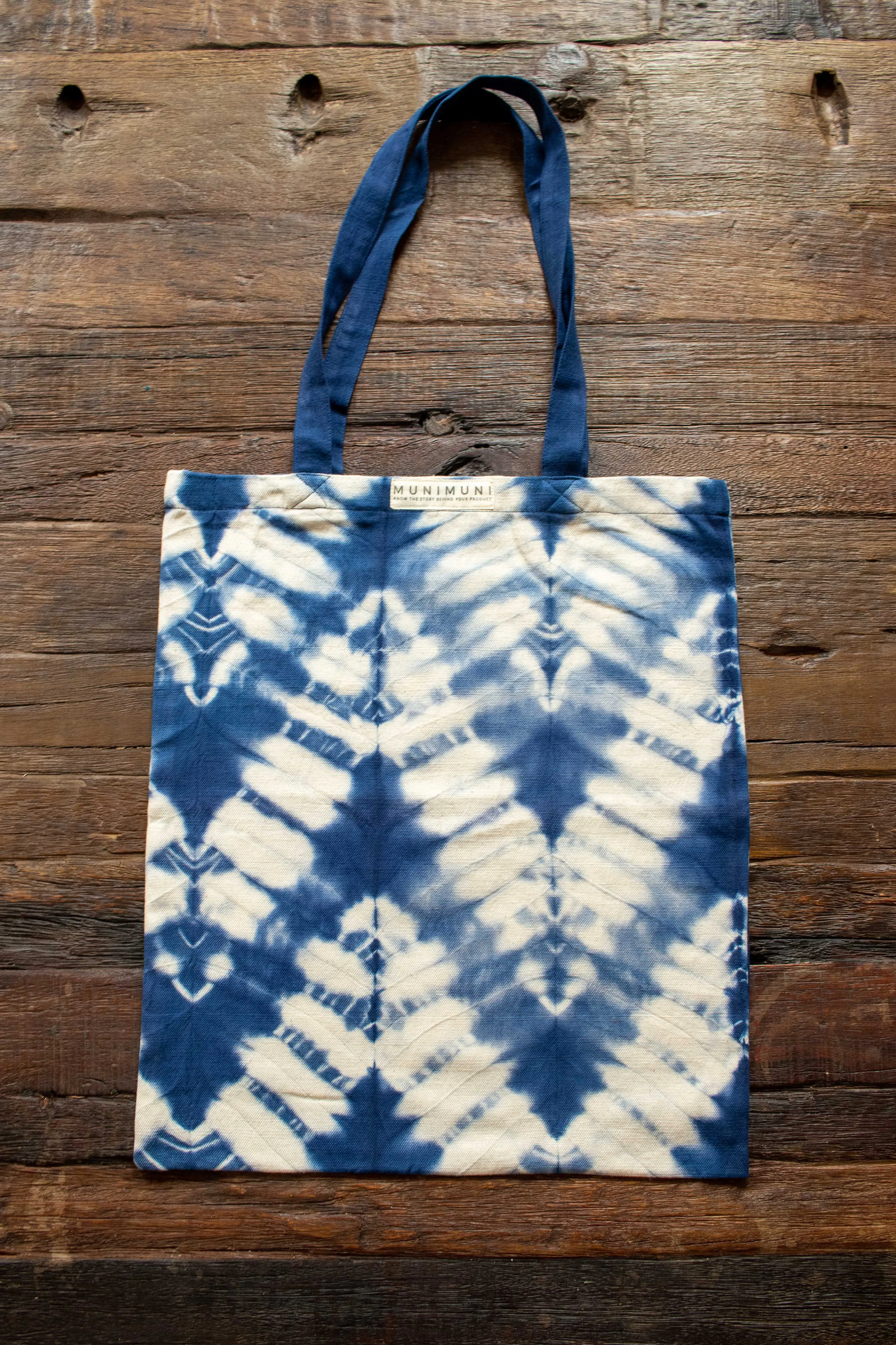 Tie Dye Tote Bag Small - ZigZag Indigo Blue