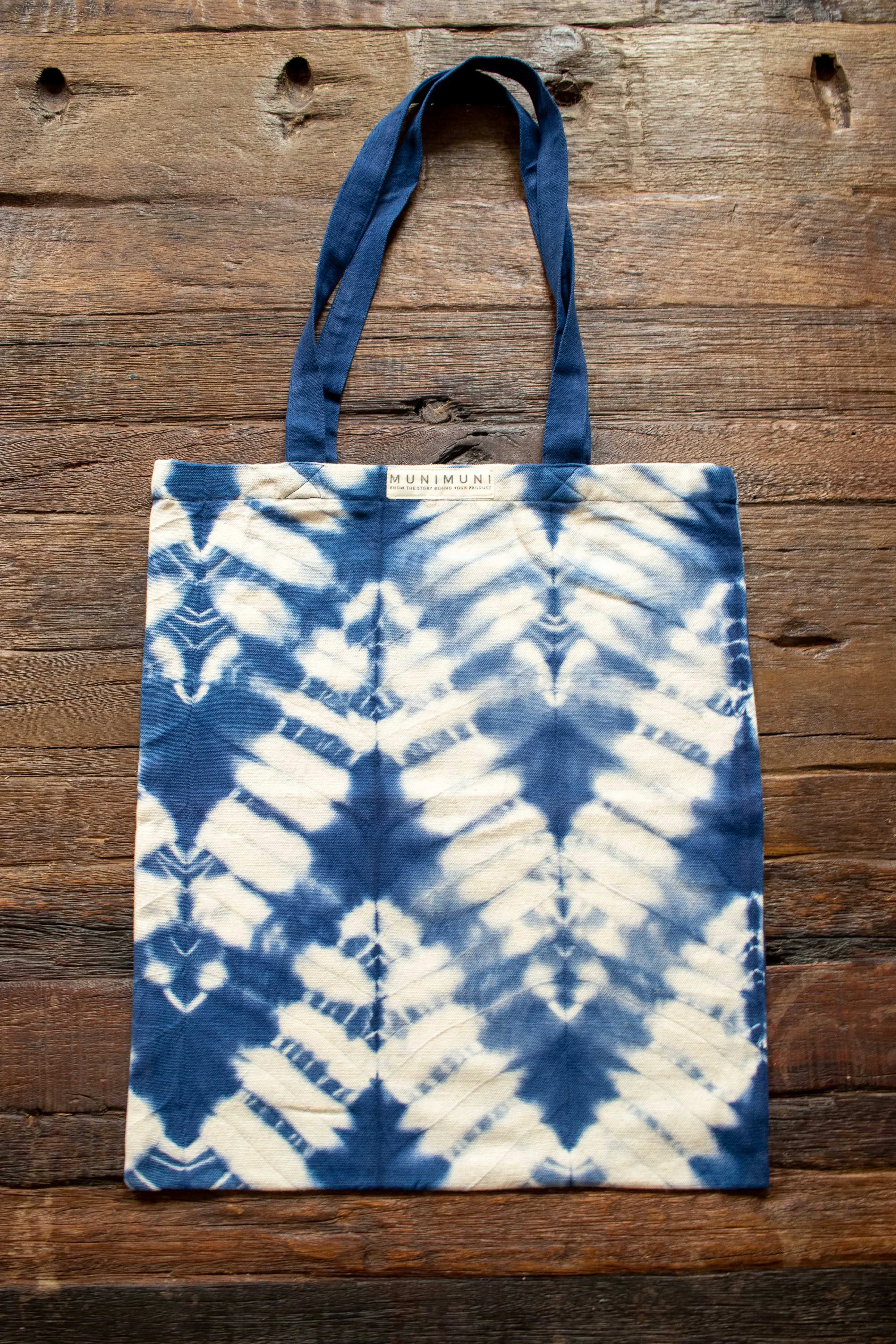 Tie Dye Tote Bag Small - ZigZag Indigo Blue
