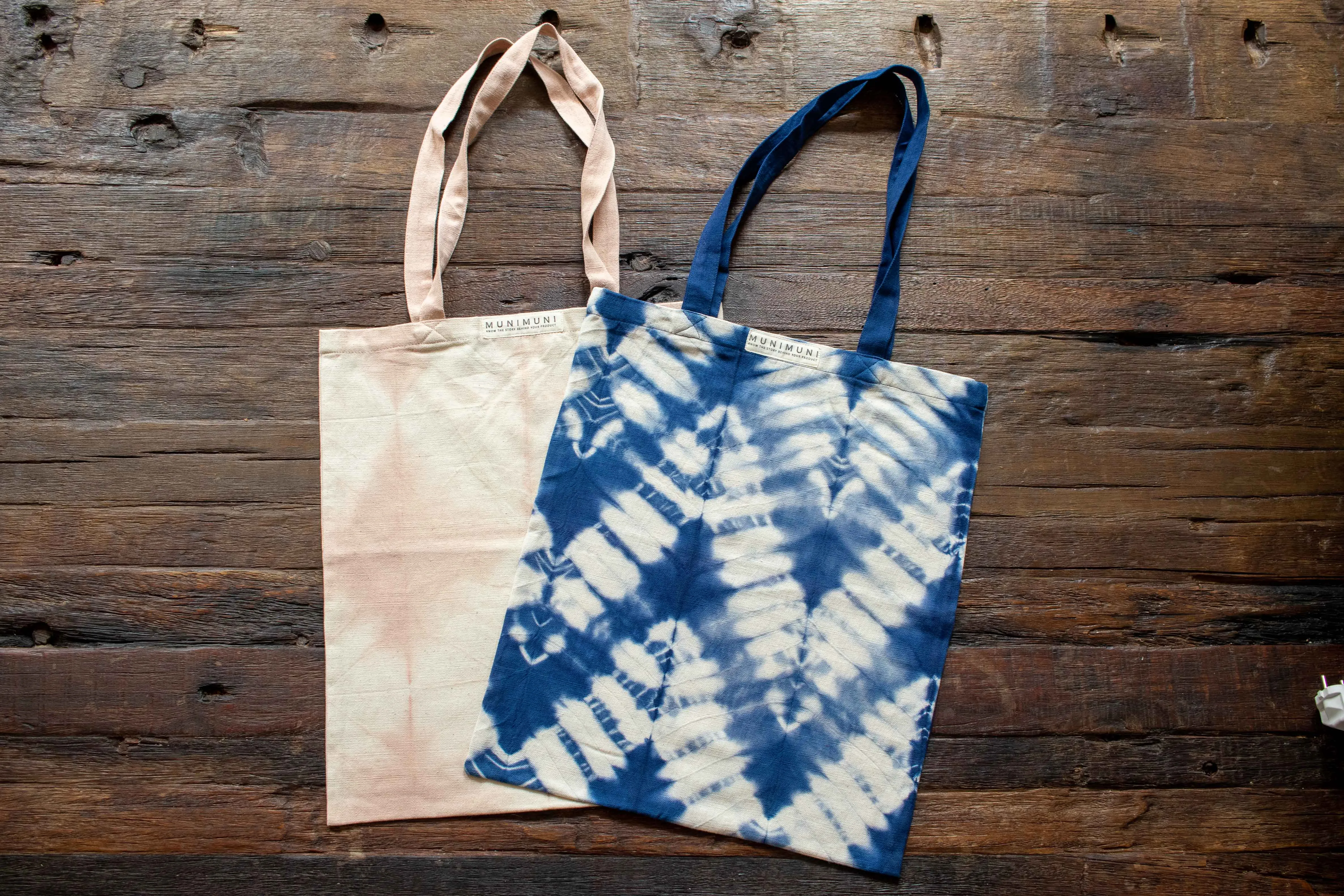 Tie Dye Tote Bag Small - ZigZag Indigo Blue