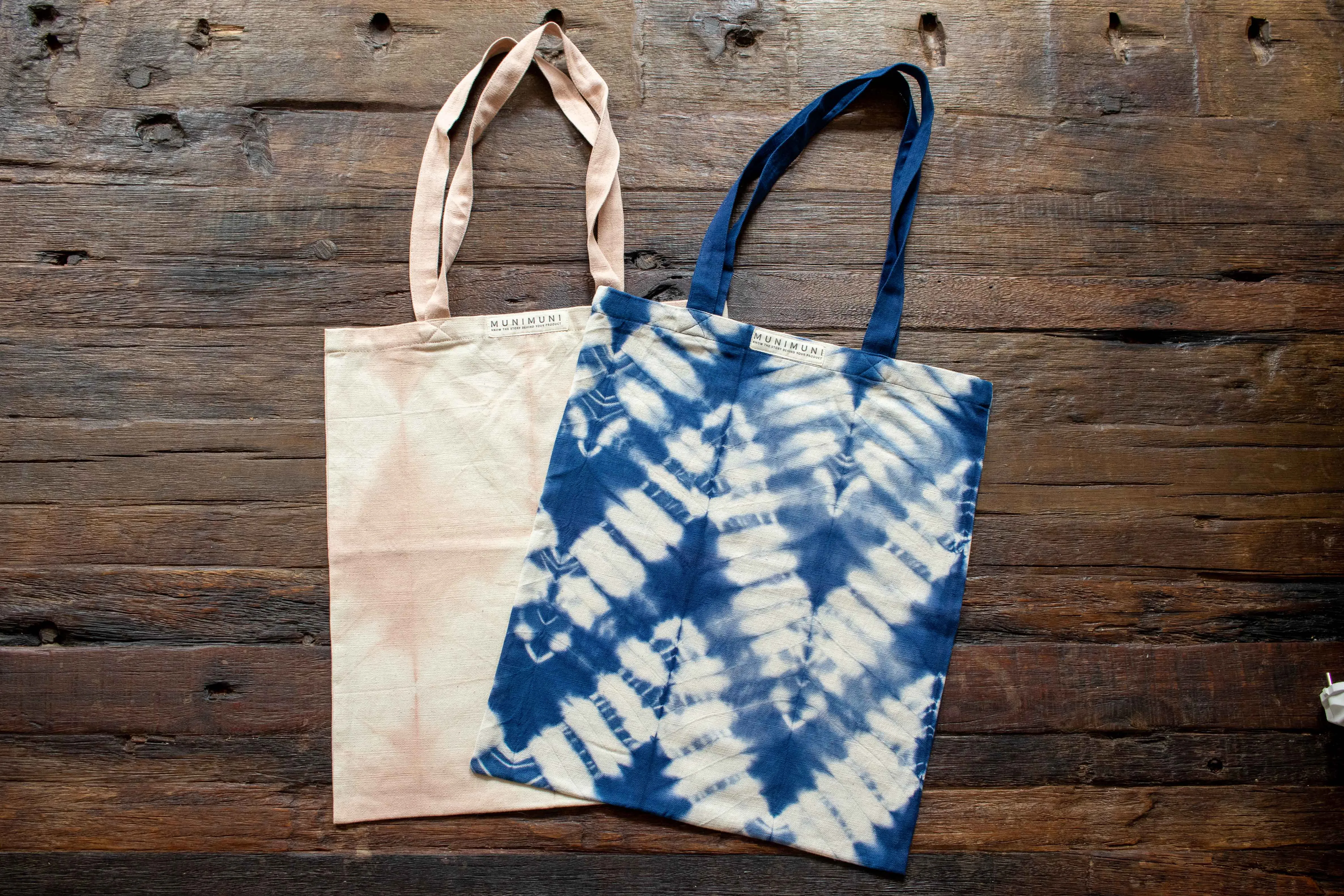 Tie Dye Tote Bag Small - ZigZag Indigo Blue