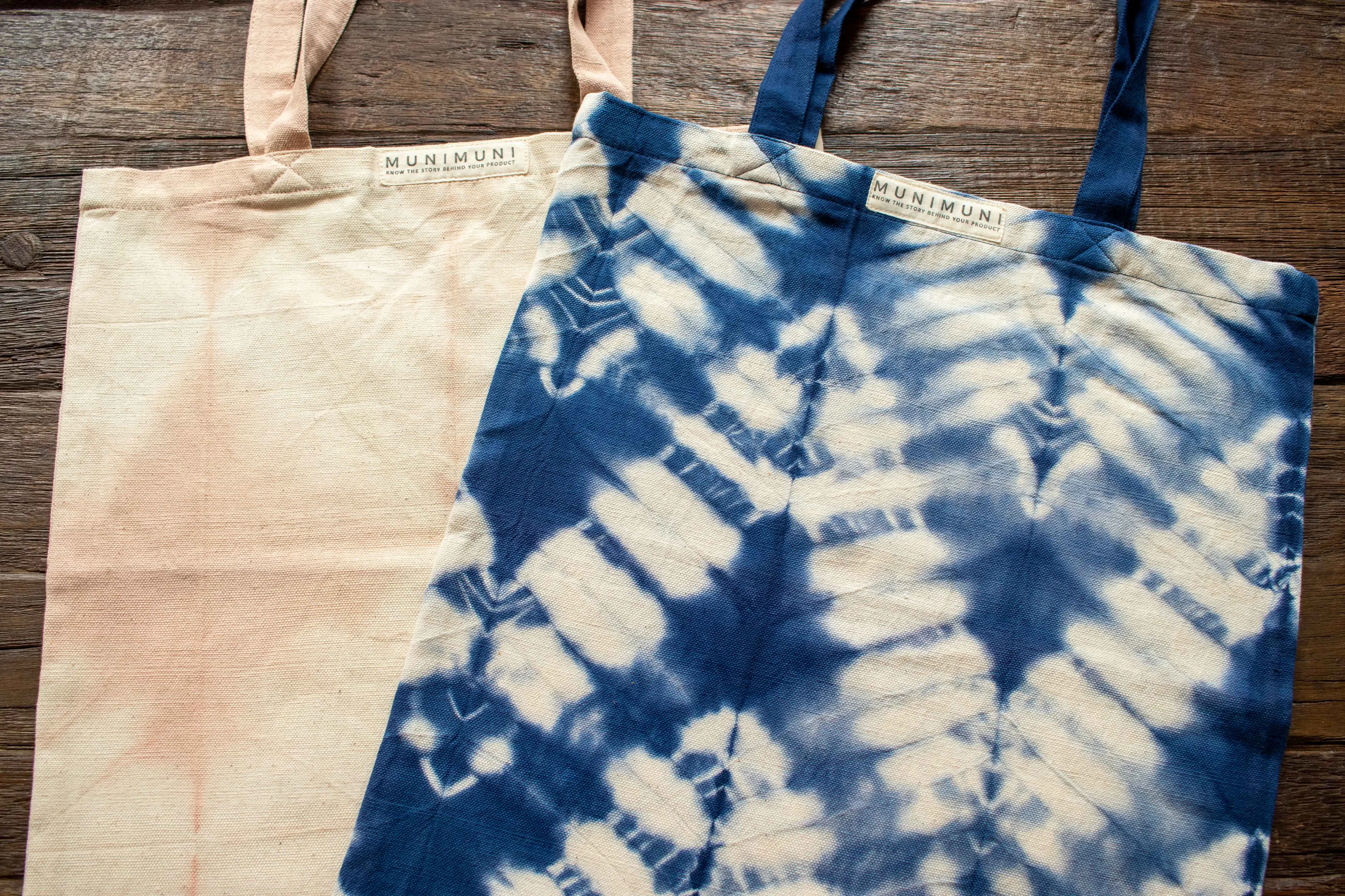 Tie Dye Tote Bag Small - ZigZag Indigo Blue