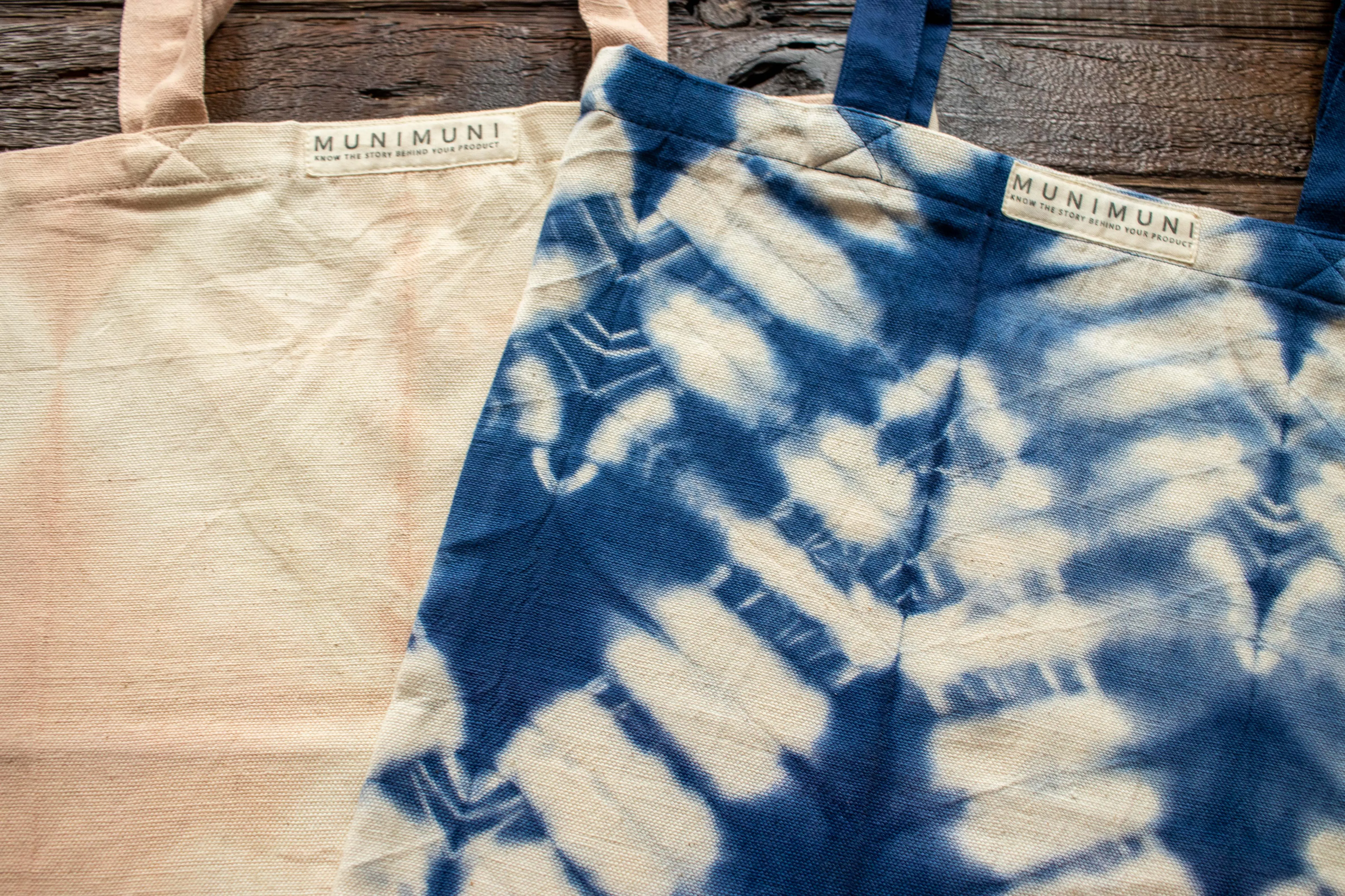Tie Dye Tote Bag Small - ZigZag Indigo Blue