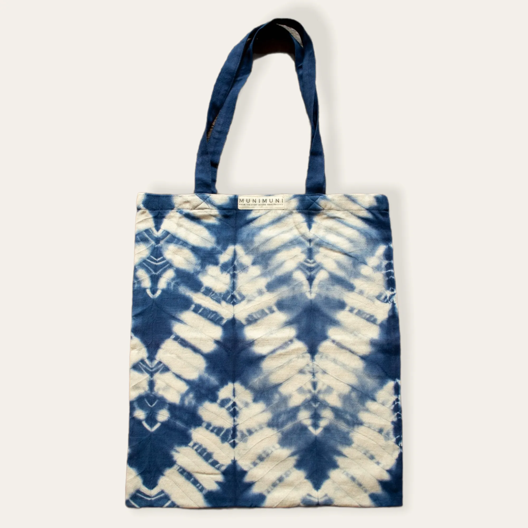 Tie Dye Tote Bag Small - ZigZag Indigo Blue