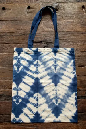 Tie Dye Tote Bag Small - ZigZag Indigo Blue