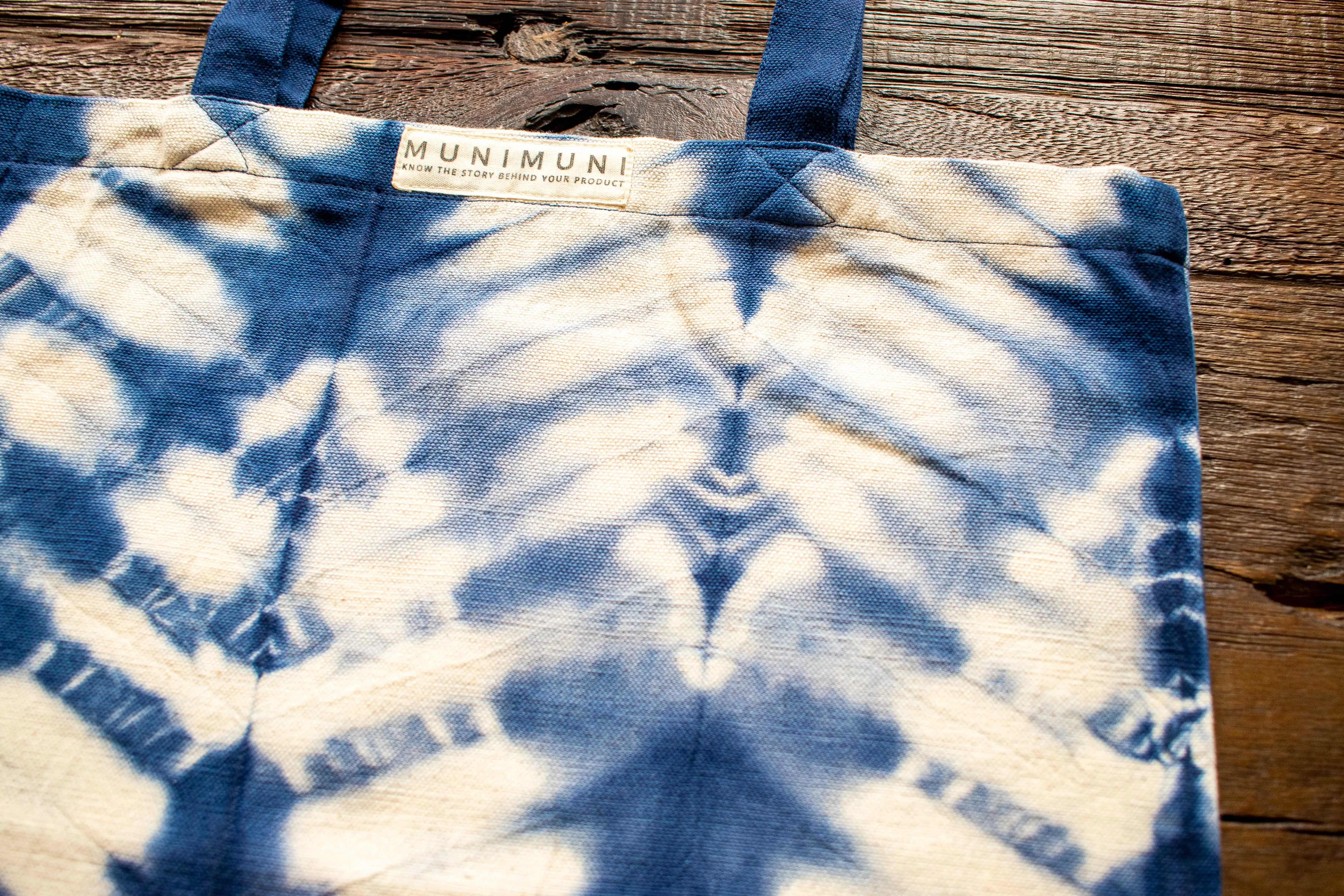 Tie Dye Tote Bag Small - ZigZag Indigo Blue