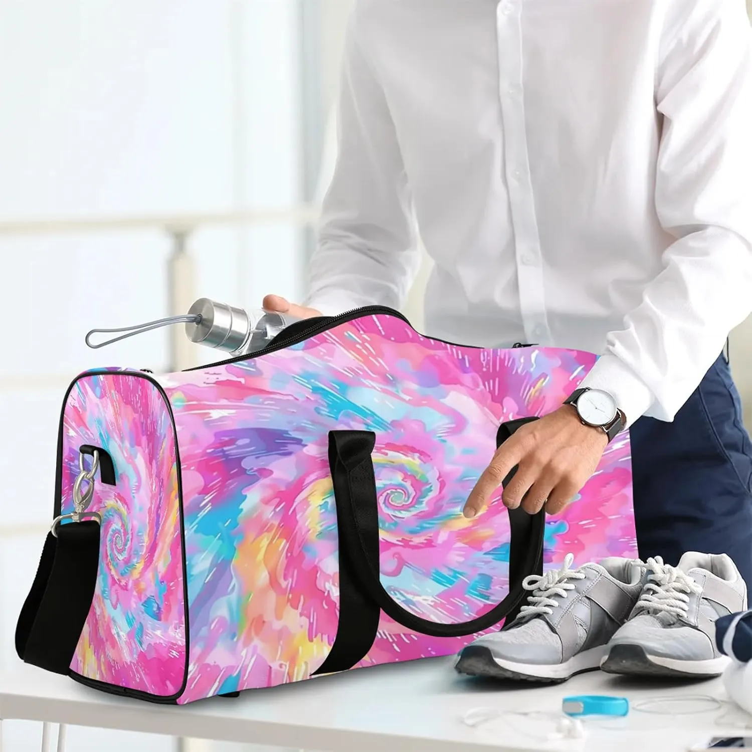 Tie Dye Travel Bag for Men Women, Gym Duffle Bags for Travel, Carry On Luggage Bag, Weekender Overnight Workout Bags