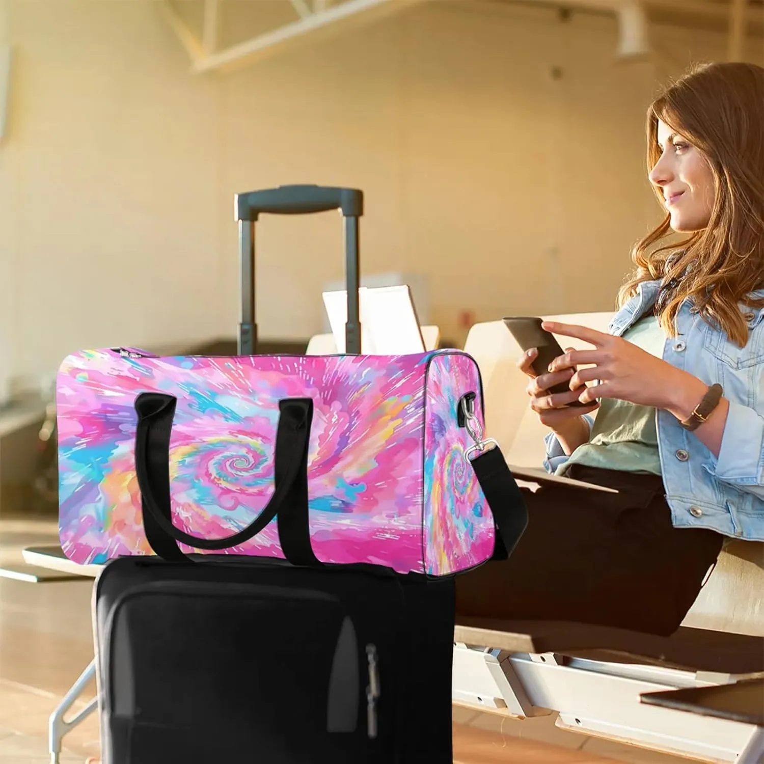 Tie Dye Travel Bag for Men Women, Gym Duffle Bags for Travel, Carry On Luggage Bag, Weekender Overnight Workout Bags