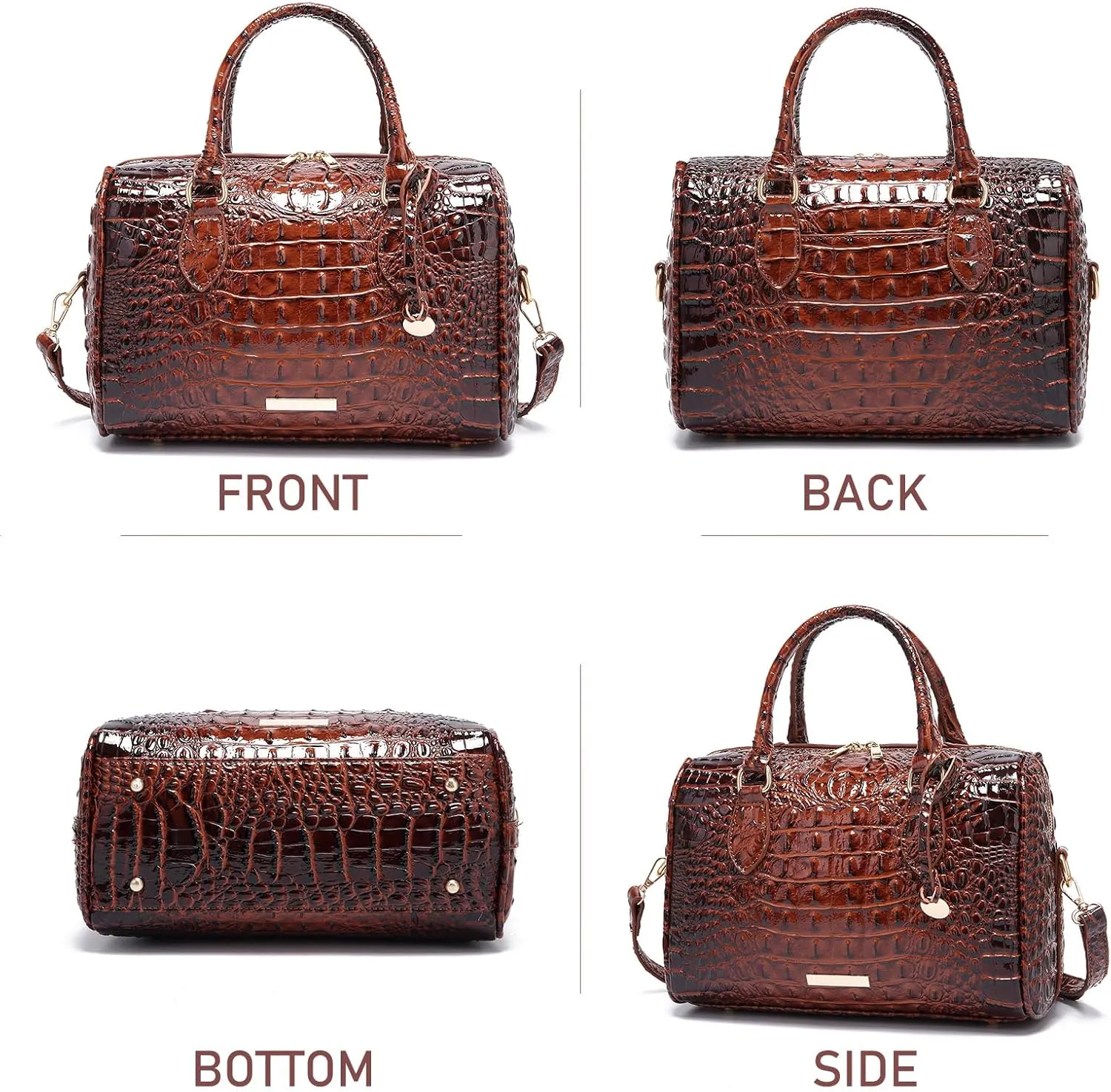 Top-Handle Crocodile Purses For Women Crossbody Leather Bags Trendy Large Capacity Tote with Shoulder Strap