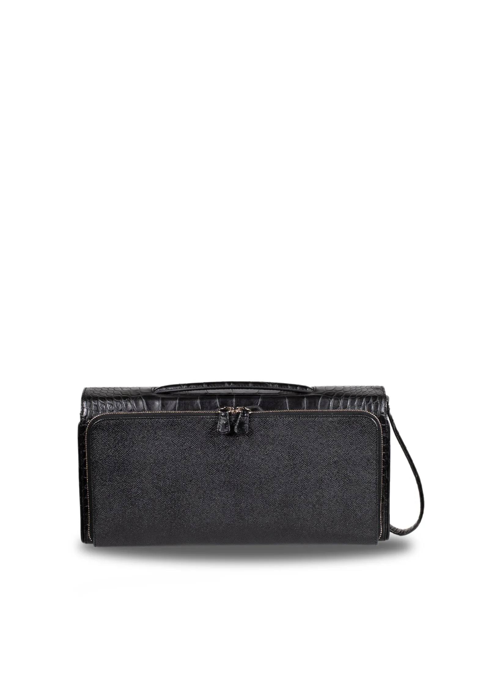 Top Handle Leather Clutch Bag