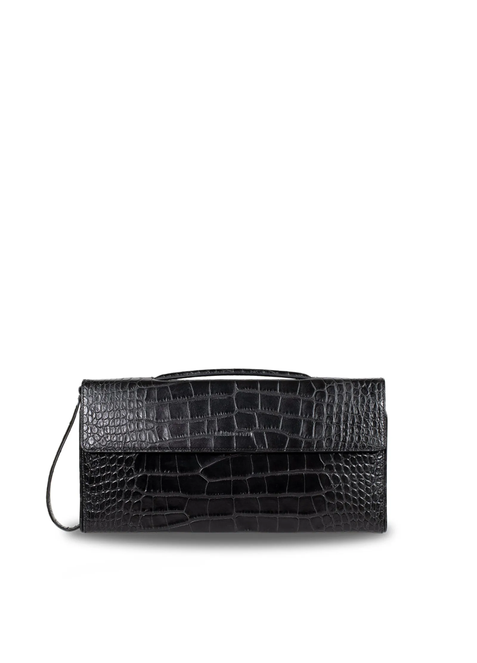 Top Handle Leather Clutch Bag