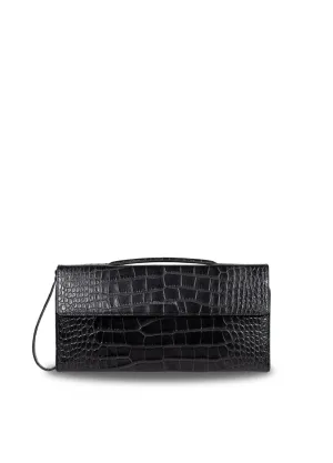 Top Handle Leather Clutch Bag