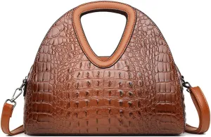 Top-handle Purse for Women Crocodile Print PU Leather Shoulder Handbag Waterproof Crossbody Bag with Adjustable Strap