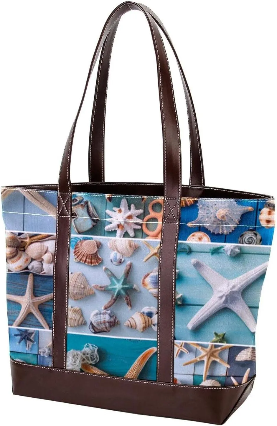 Tote Bag for Women, Large Tote Bags for Women, Tote Bag with Zipper, Summer Nautical Anchor Starfish, Totes for Women