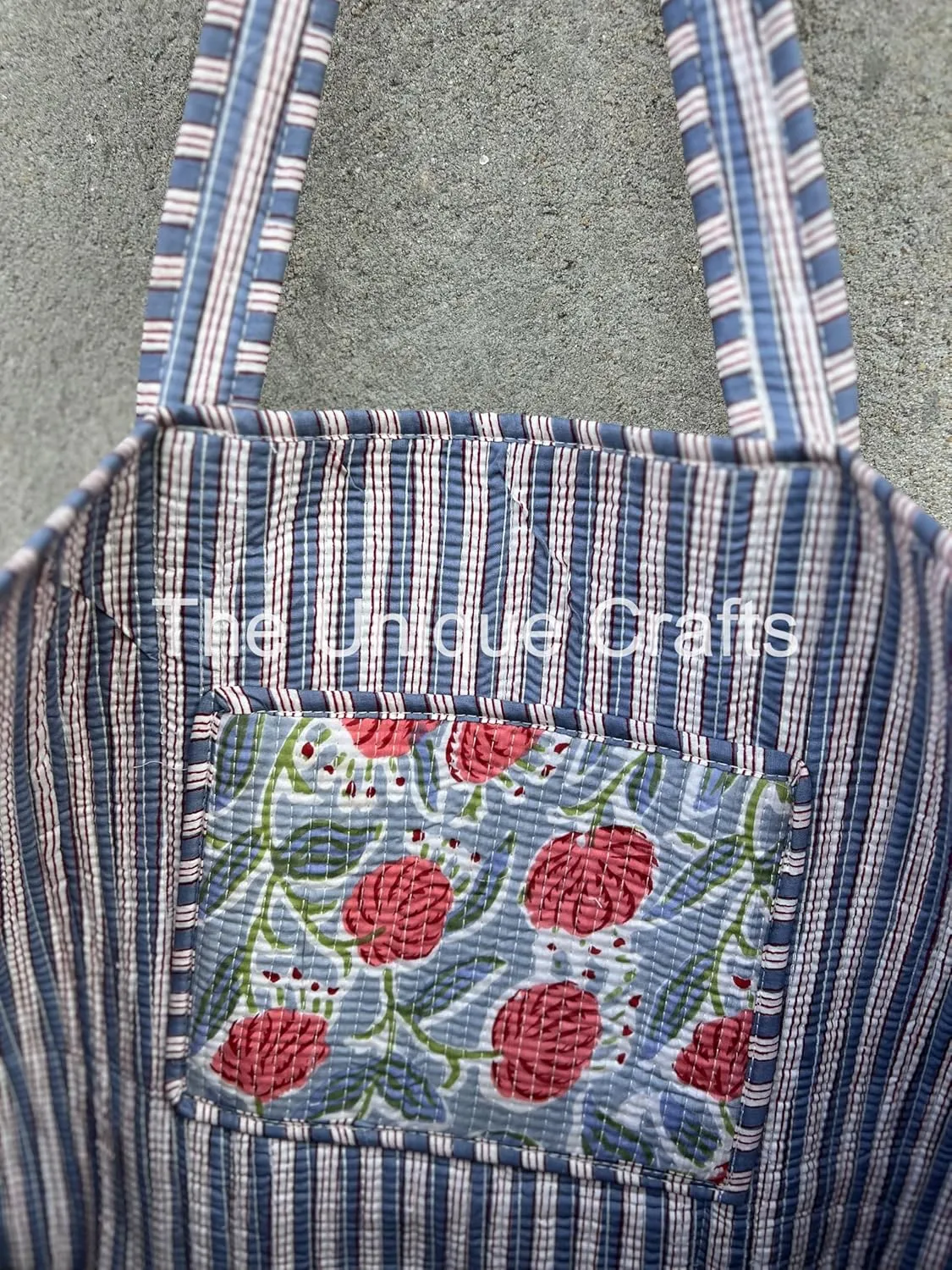 Tote Bag For Women, Shoulder Purse with Inner Pocket, Quilted Cotton Handprinted Reversible Large Multicolor Tote Bag