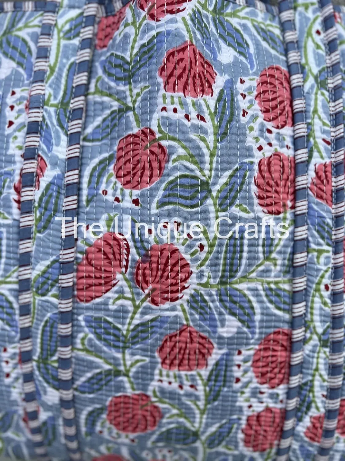 Tote Bag For Women, Shoulder Purse with Inner Pocket, Quilted Cotton Handprinted Reversible Large Multicolor Tote Bag