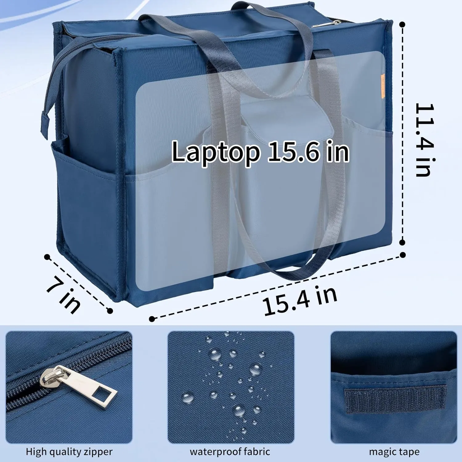 Tote Bag for Women Utility Travel Tote Bags With 8 Exterior & 7 Interior Pockets Zip Top Tote for Teacher Work