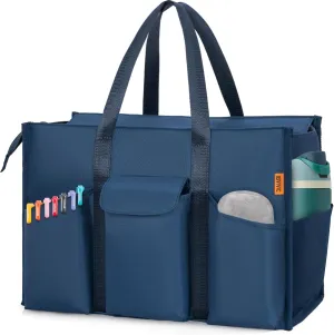 Tote Bag for Women Utility Travel Tote Bags With 8 Exterior & 7 Interior Pockets Zip Top Tote for Teacher Work
