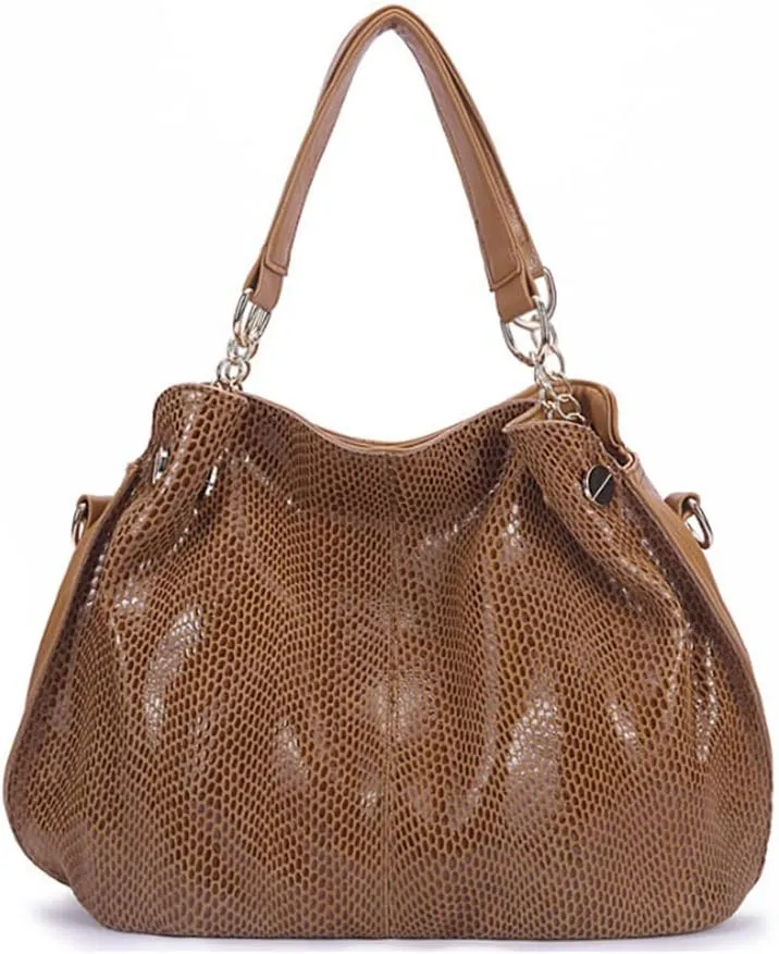 Tote Bag Satchel for Women PU Leather Top-handle Shoulder Bags Snake Pattern Handbag Purse