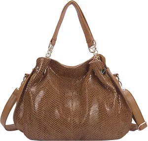 Tote Bag Satchel for Women PU Leather Top-handle Shoulder Bags Snake Pattern Handbag Purse