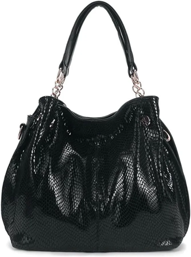 Tote Bag Satchel for Women PU Leather Top-handle Shoulder Bags Snake Pattern Handbag Purse