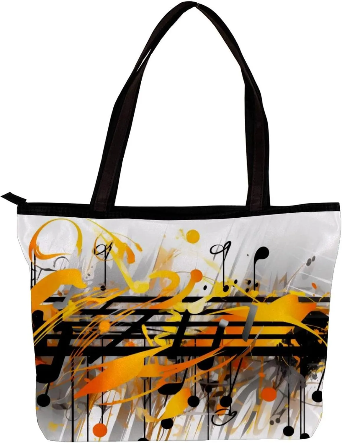 Tote Bags for Women,Womens Handbags,Small Tote Bag,Abstract Melody Notes Pattern
