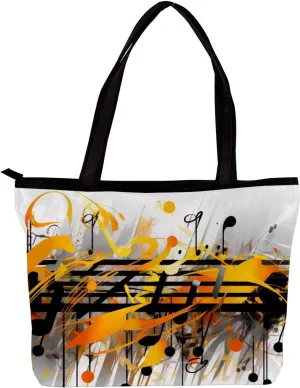 Tote Bags for Women,Womens Handbags,Small Tote Bag,Abstract Melody Notes Pattern
