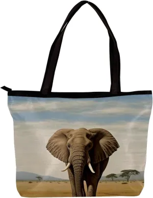 Tote Bags for Women,Womens Handbags,Small Tote Bag,African Grassland Elephant Animal