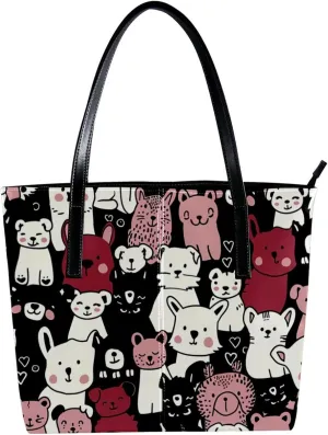 Tote Bags, Large Tote Bag, Women's Tote Handbags, Sheep Cat Dog Cartoon Animal, Tote Bag for Work