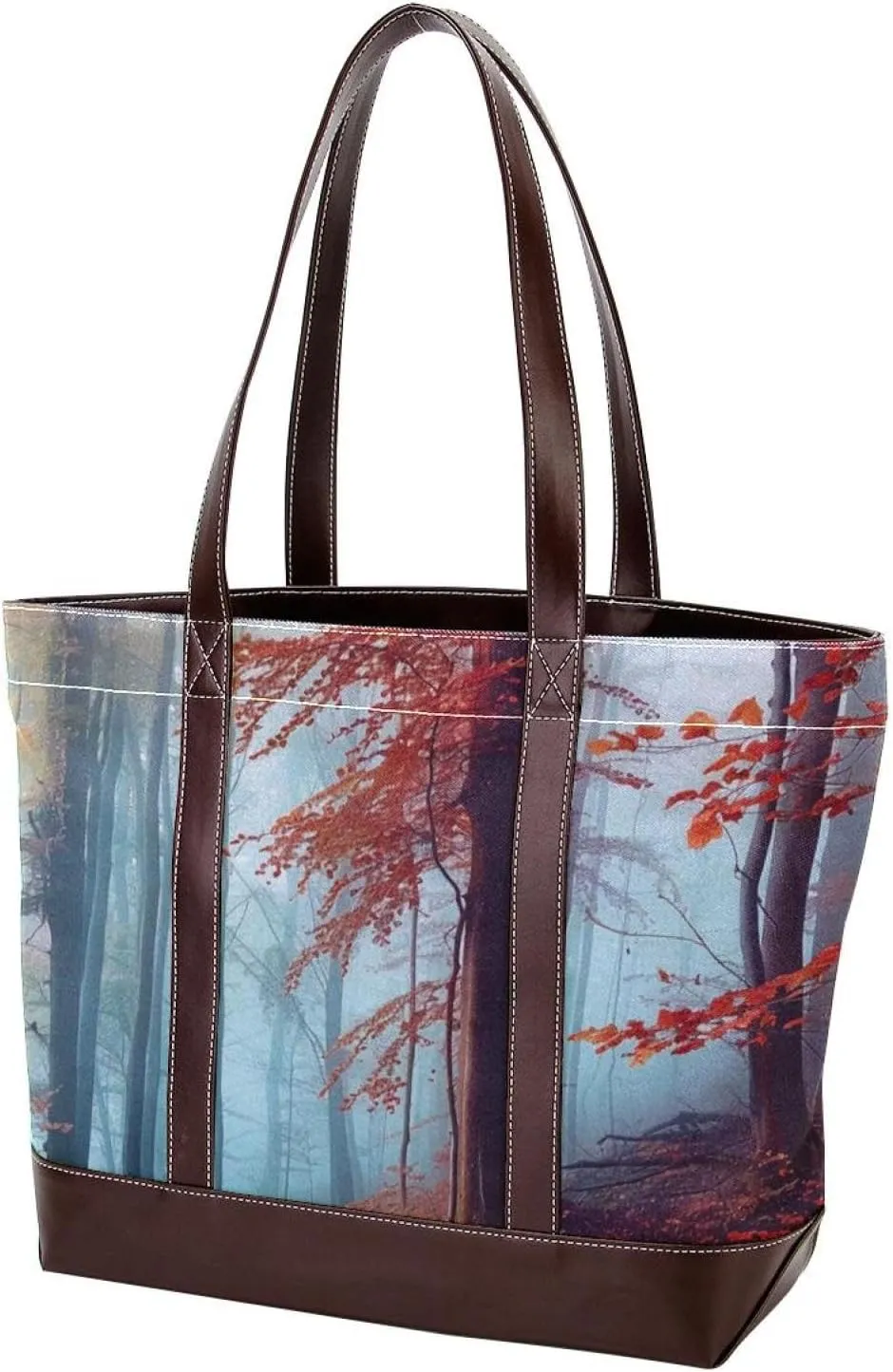 Tote Bags, Large Tote Bags for Women, Tote Bag with Zipper, Landscape Autumn Forest Path, Tote Bags Women