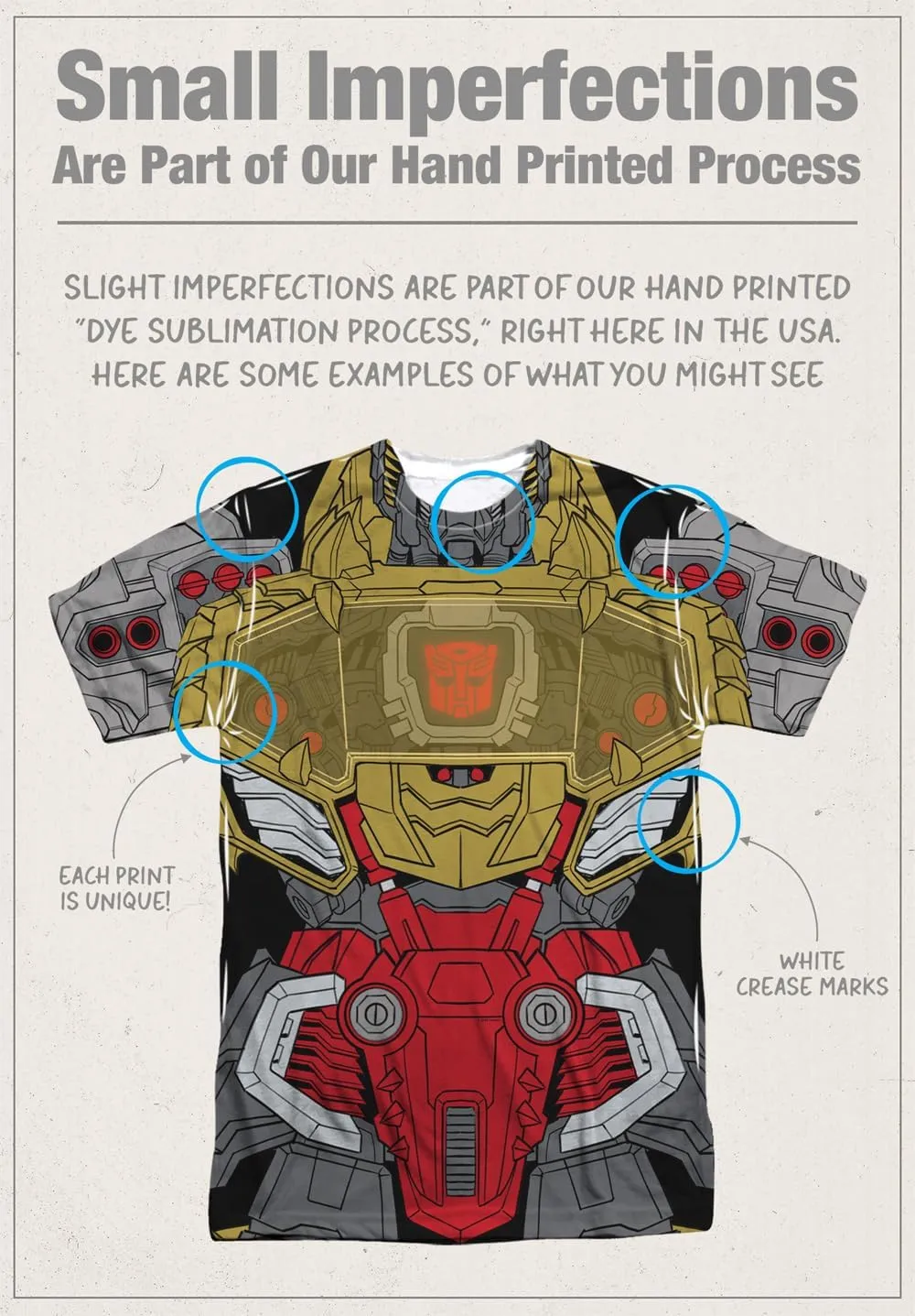 Transformers Cosplays Collection Unisex Adult Sublimated Halloween Costume T Shirt (Front/Back)