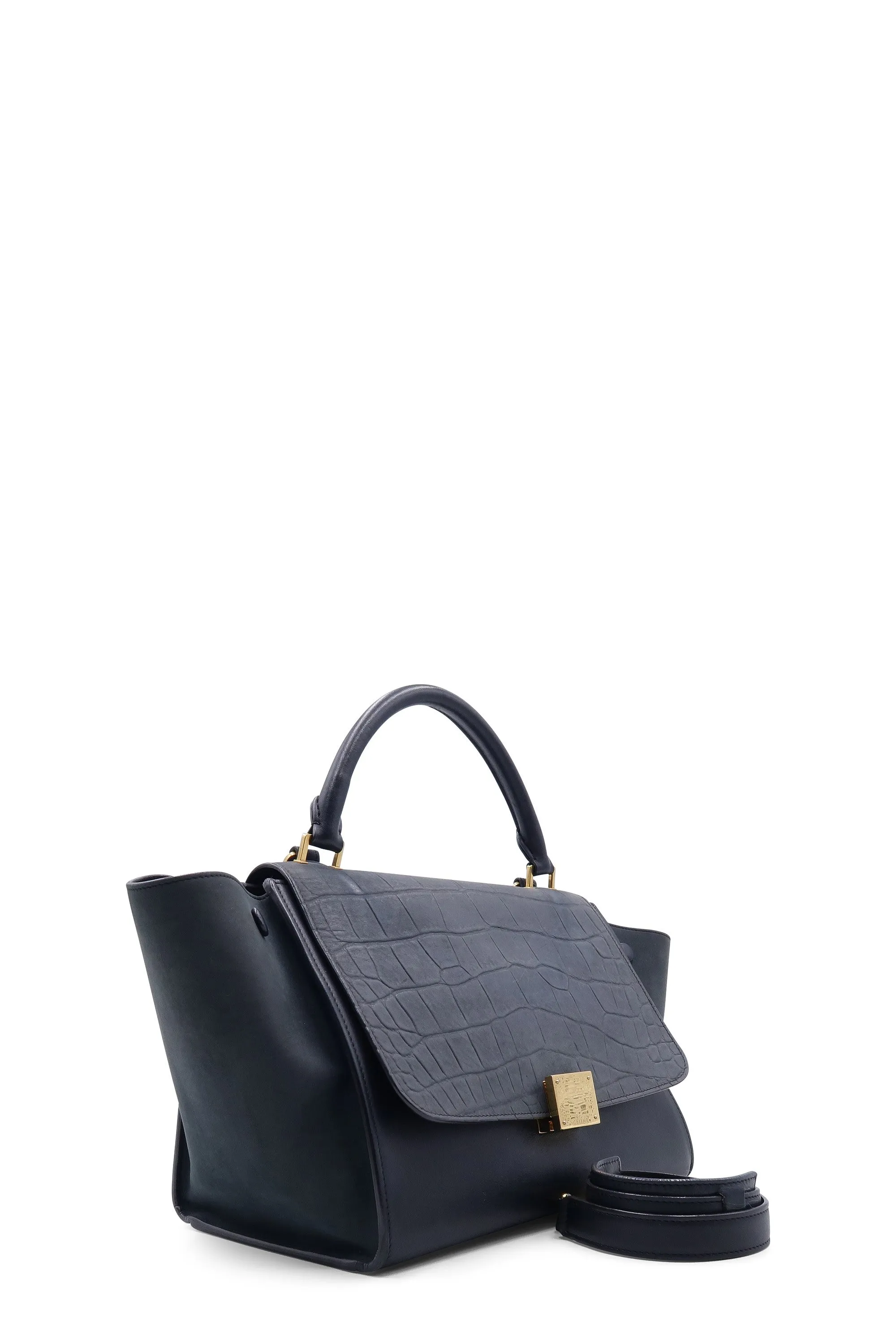 Trapeze Small Crocodile Embossed Black