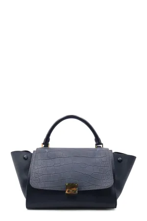 Trapeze Small Crocodile Embossed Black