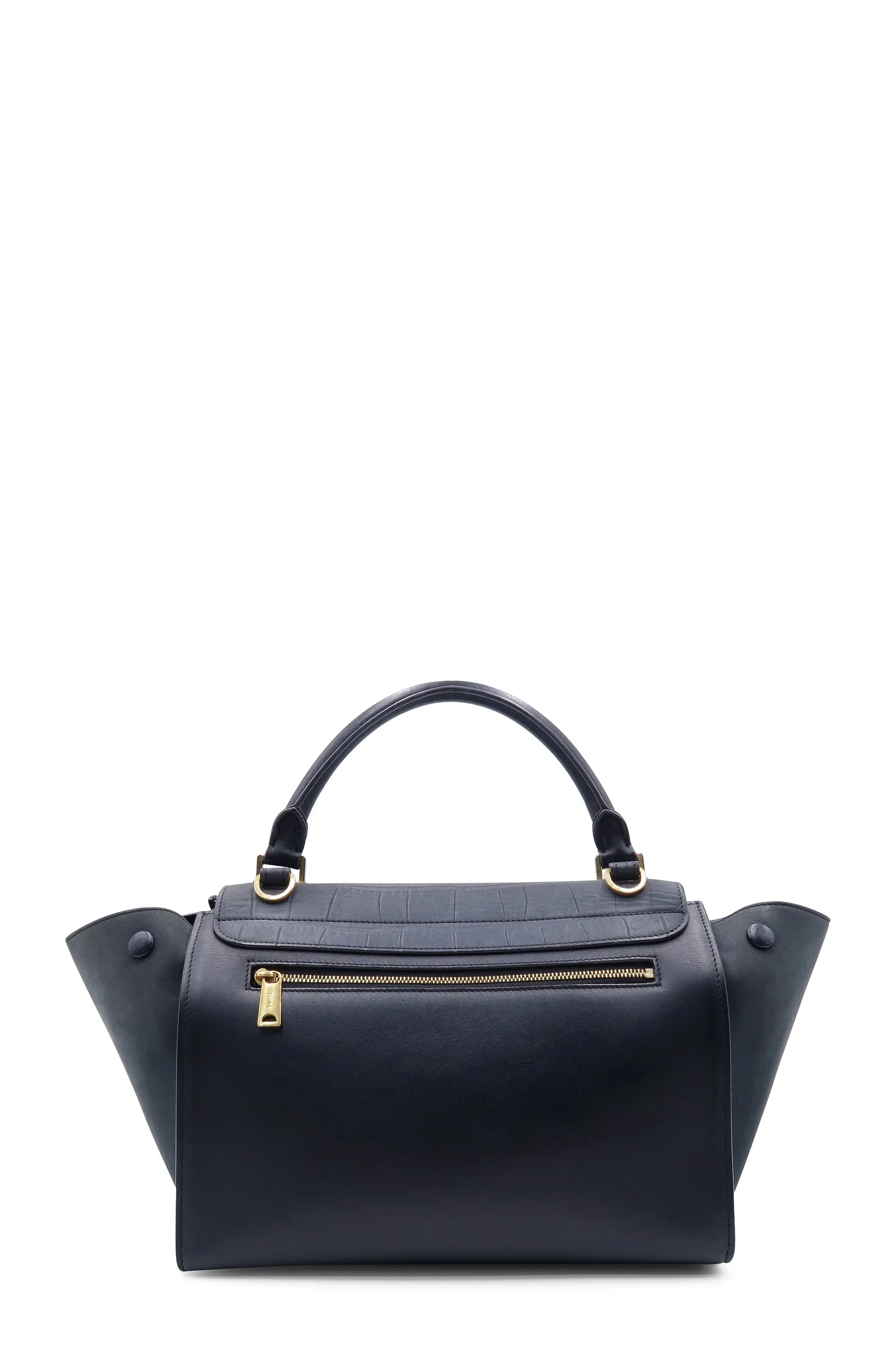 Trapeze Small Crocodile Embossed Black