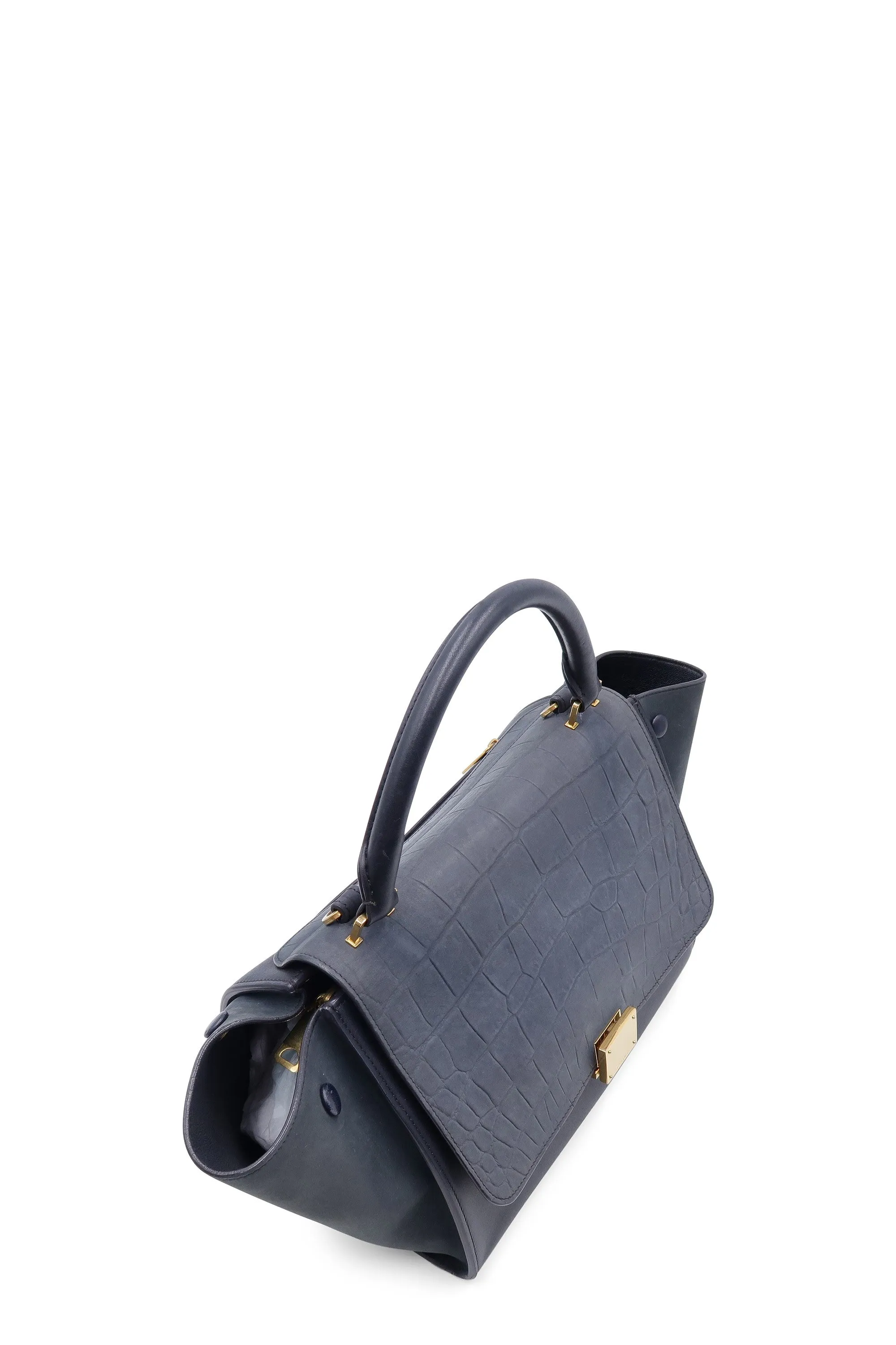 Trapeze Small Crocodile Embossed Black