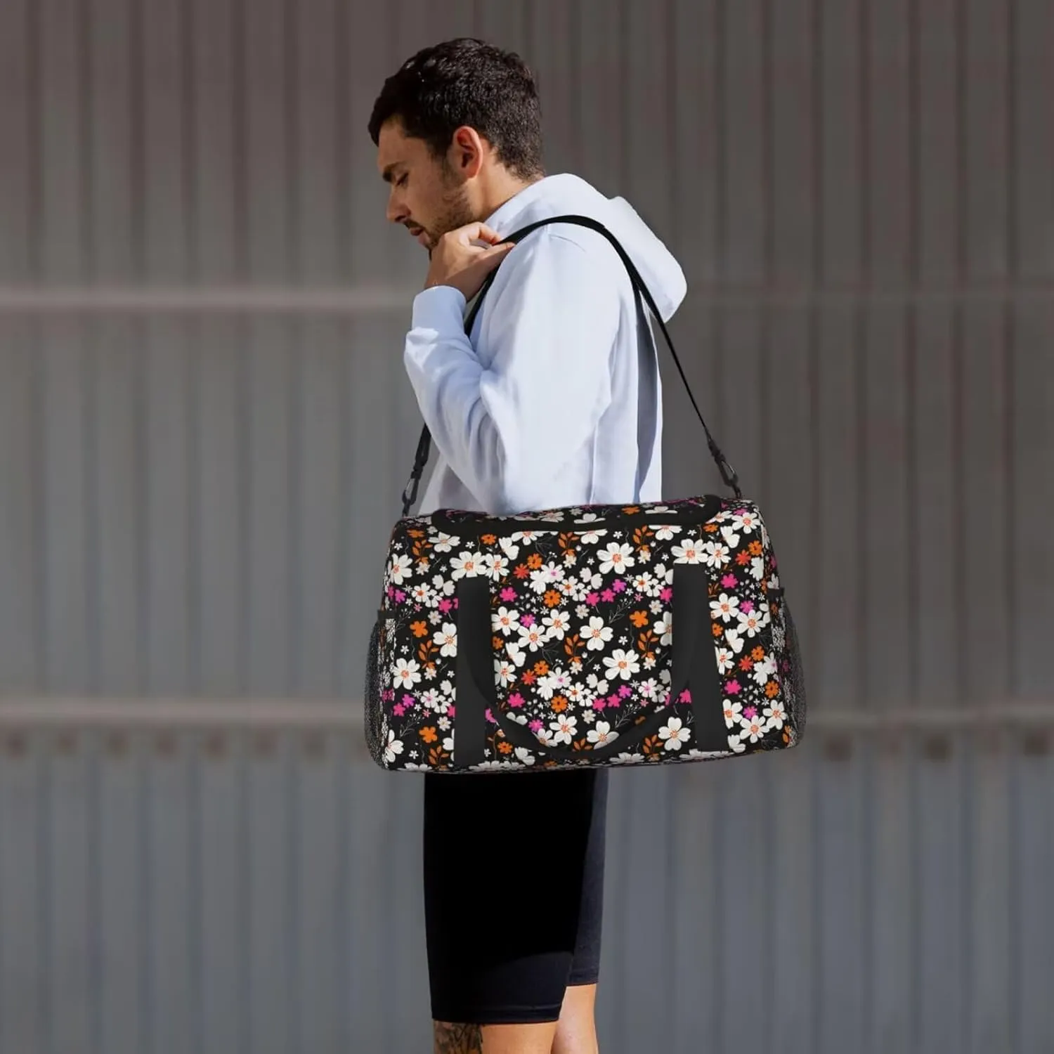 Travel Bag Daisy Floral Cute Weekender Bags for Women, Wildflower Personal Item Travel Bag with Wet Pocket, Duffel Bag for Travel Hospital Bag for Labor and Delivery Hippie Overnight Bags