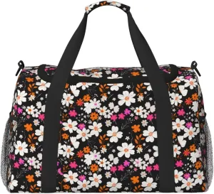 Travel Bag Daisy Floral Cute Weekender Bags for Women, Wildflower Personal Item Travel Bag with Wet Pocket, Duffel Bag for Travel Hospital Bag for Labor and Delivery Hippie Overnight Bags