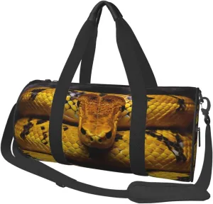 Travel Bag For Women,Yellow Snake Print Personal Item Duffle Bags,Weekend Travel Duffel Tote Bag,Travel Sport Gym Bag For Men,Airplane Travel Essentials For Flying