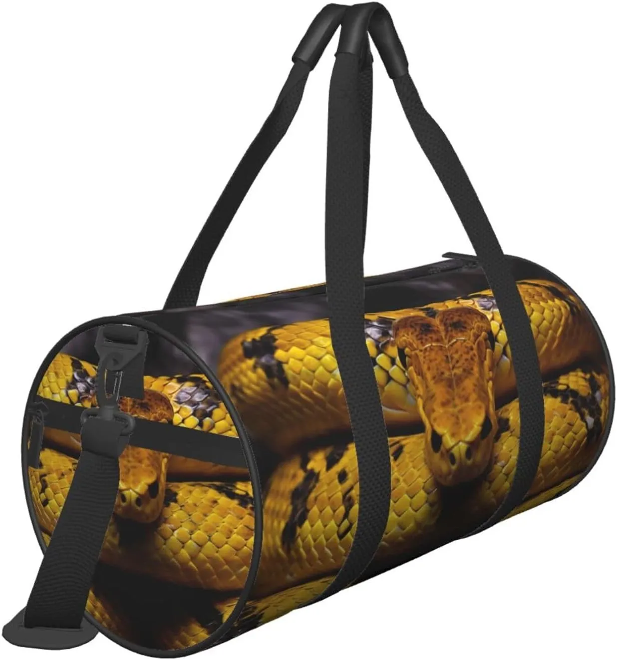 Travel Bag For Women,Yellow Snake Print Personal Item Duffle Bags,Weekend Travel Duffel Tote Bag,Travel Sport Gym Bag For Men,Airplane Travel Essentials For Flying