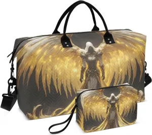 Travel Duffel Bag Fantasy Archangel Wings, Gym Bags with Multiple Interior Pockets for Men Women Toiletry Purse Included 20.5”x 1.9” x 13.8”